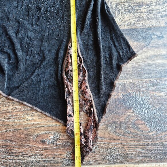 Vintage Spencer Alexis USA Slinky Beaded Asymmetrical Hem Top Long Sleeve Black - Picture 14 of 14